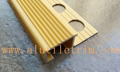 Matt gold aluminum stair nose for tile